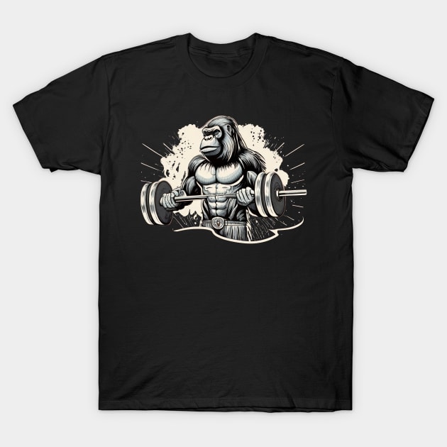 Jungle Gym: Gorilla's Grind T-Shirt by TooplesArt